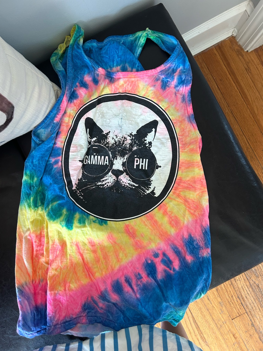 Gamma Phi Tie-Dye Cat Tank Top - Multicolor